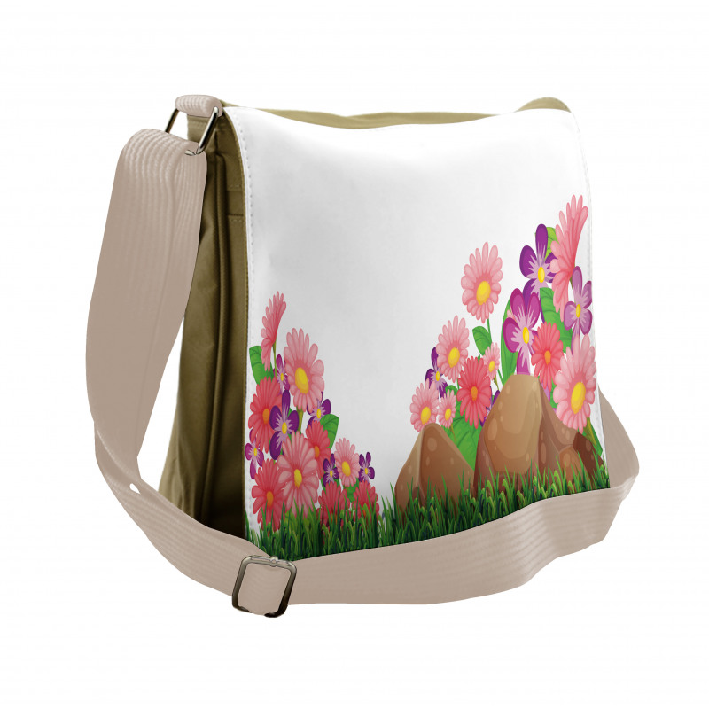 Flowers on Grass Messenger Bag