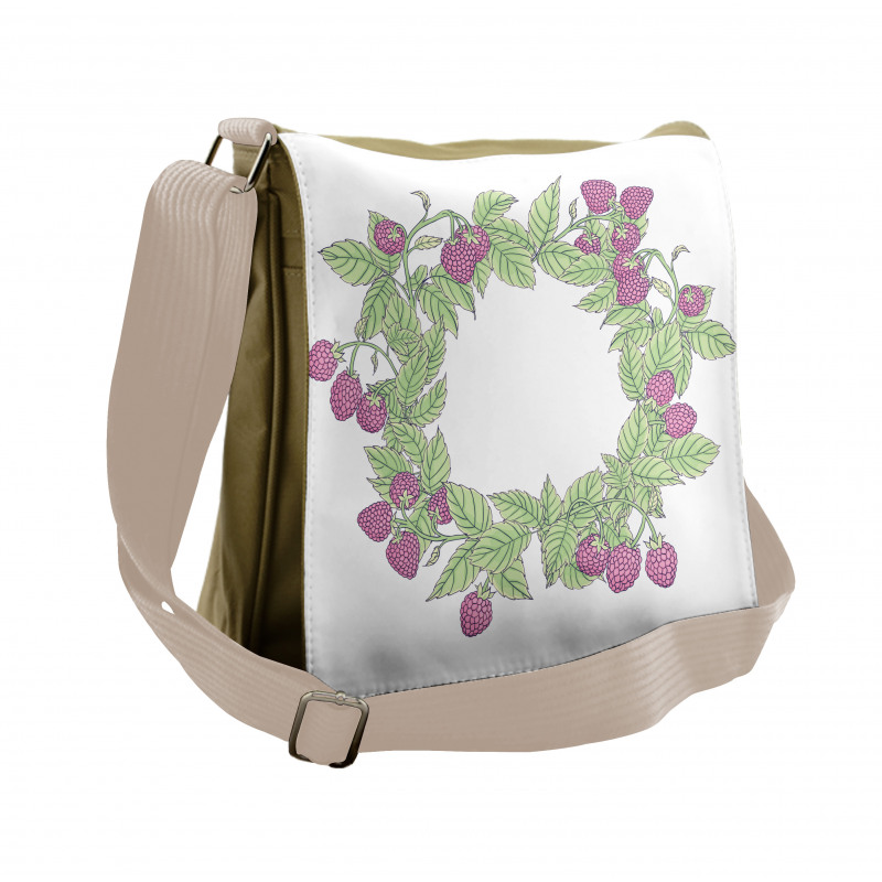 Raspberry Wreath Messenger Bag