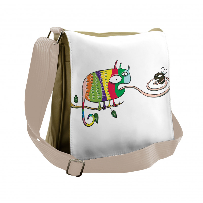 Chameleon on Branch Messenger Bag