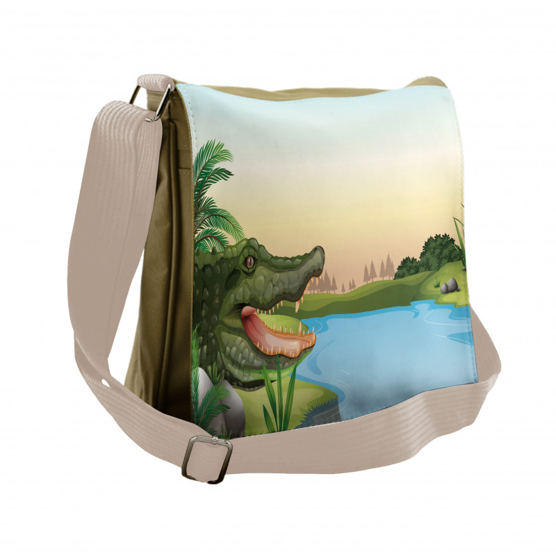 Palms Crocodiles Humor Messenger Bag