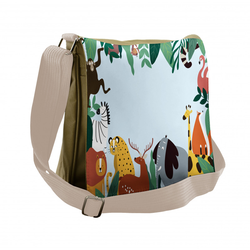 Wild Fauna and Exotic Leaves Messenger Bag