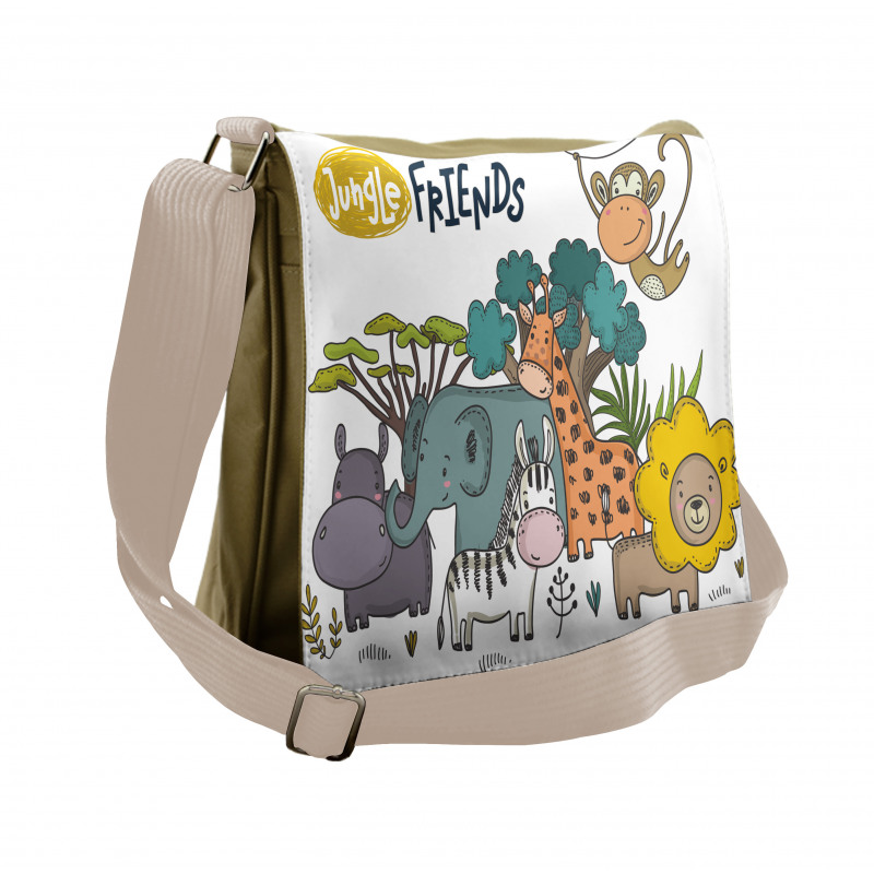 Cartoon Jungle Friends Fauna Messenger Bag