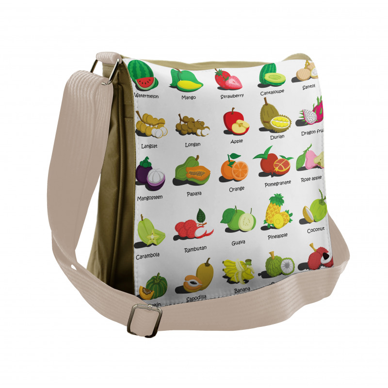 Calligraphic Food Items Messenger Bag