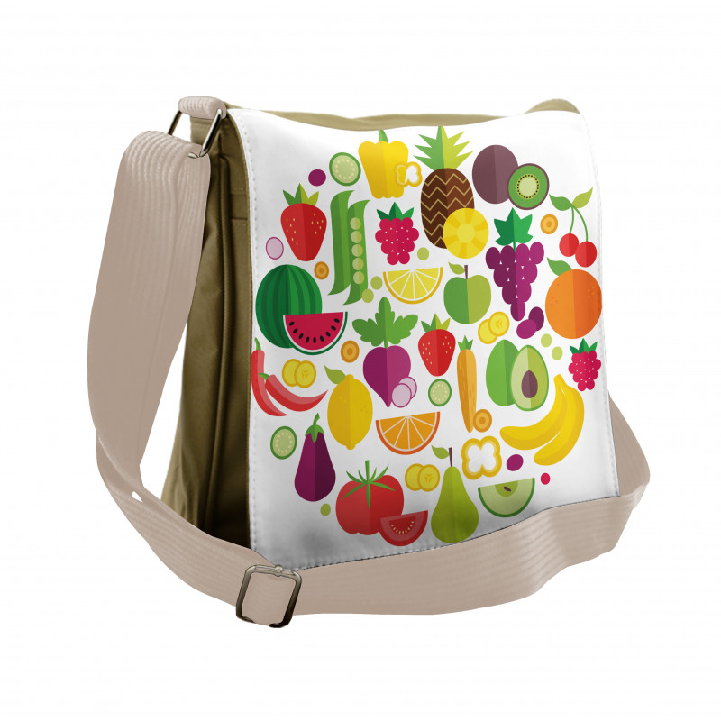 Fruits and Veggies Design Messenger Bag