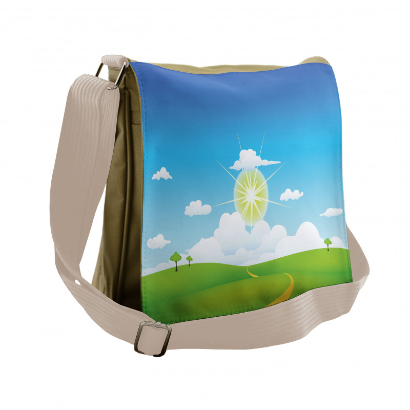 Grass Hill Sun and Clouds Messenger Bag