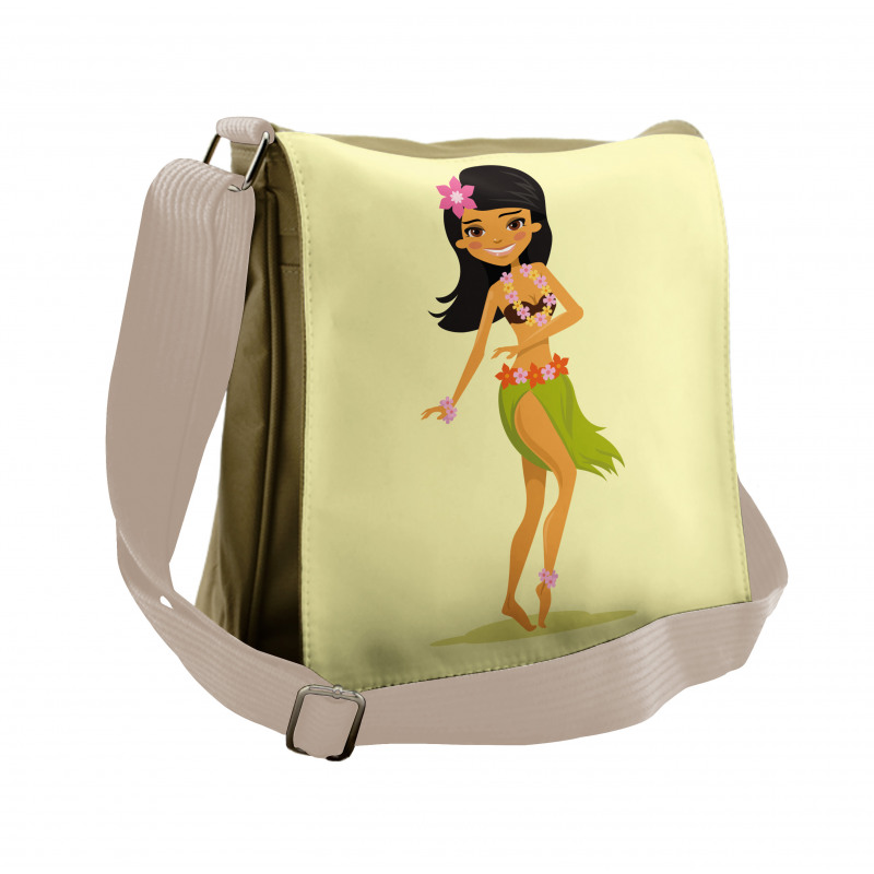 Hawaiian Dancer Girl Cartoon Messenger Bag