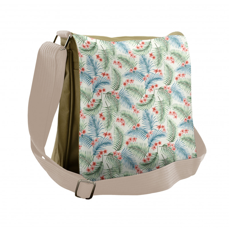 Vintage Plumerias on Leaves Messenger Bag