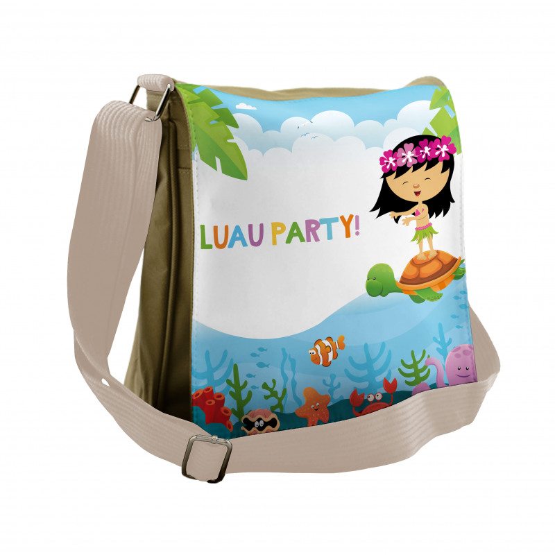 Hula Girl on a Turtle Messenger Bag