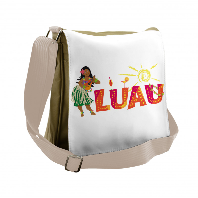 Hula Dancer with a Ukulele Messenger Bag