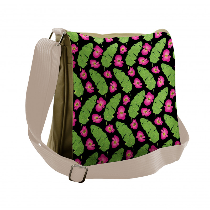 Banana Palm and Flowers Messenger Bag