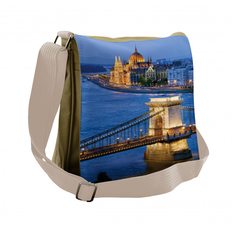 River of Budapest Bridge Messenger Bag