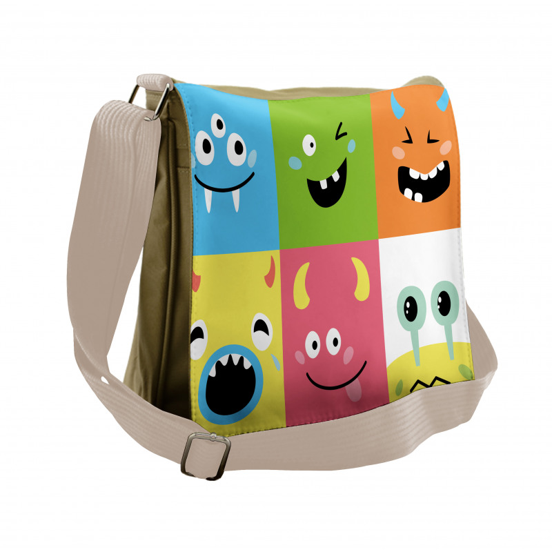 Colorful Blocks Emoticon Messenger Bag