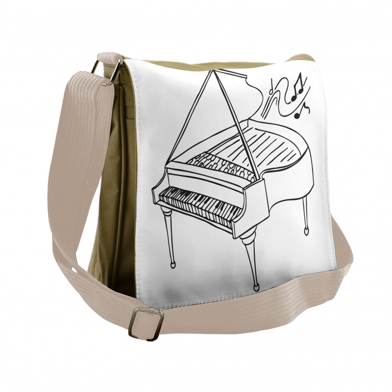 Monochrome Piano Drawing Messenger Bag