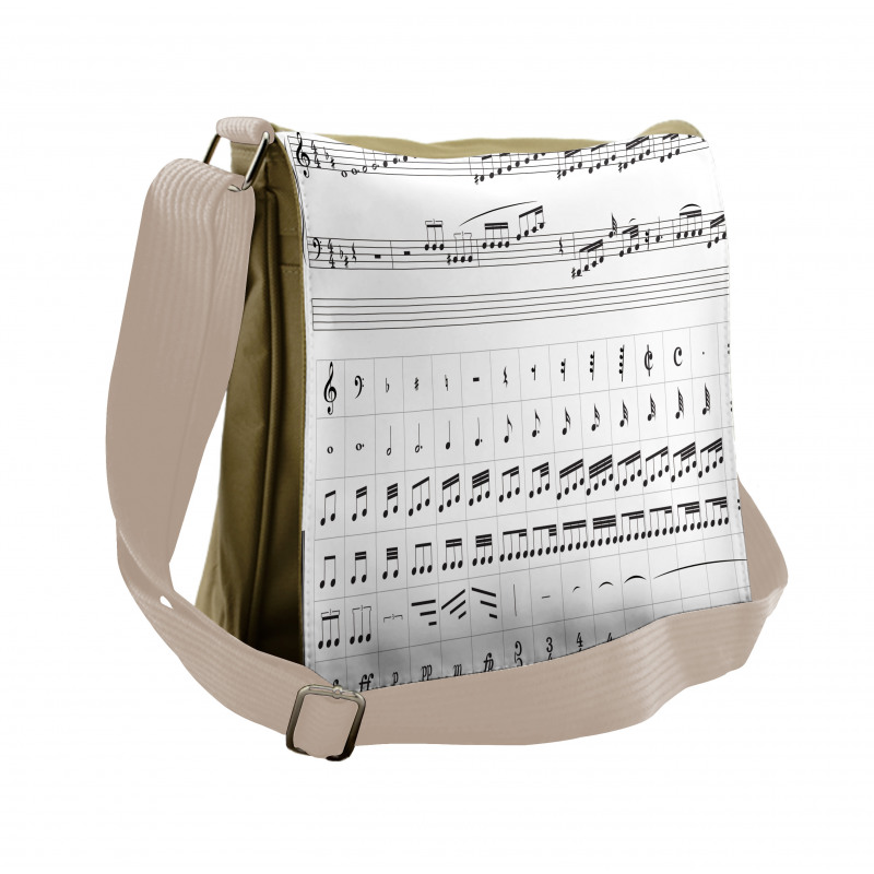 Detailed Musical Motifs Messenger Bag