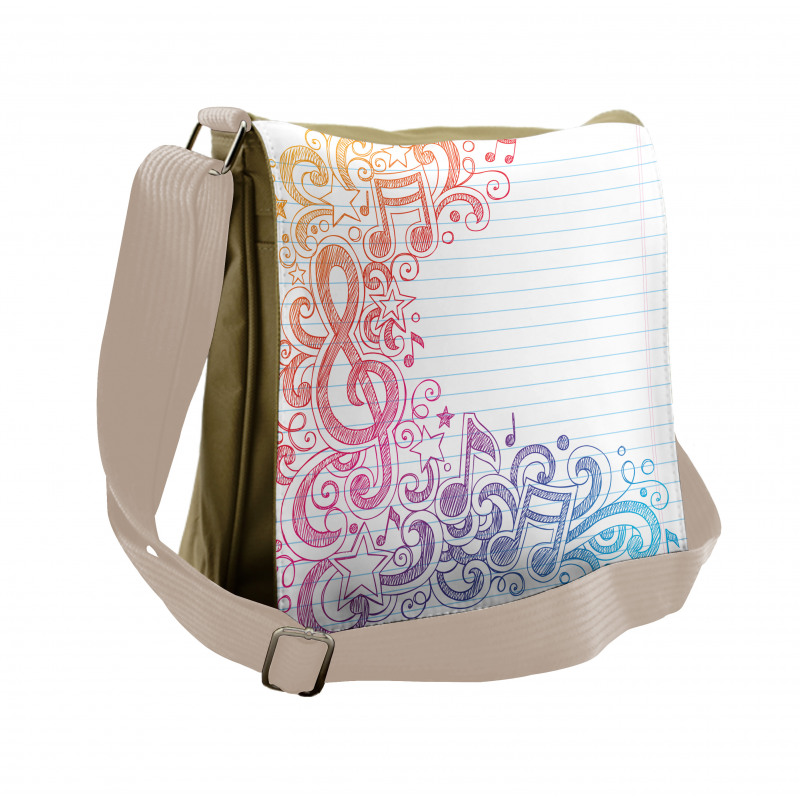 Hand Drawn Swirls Stars Messenger Bag