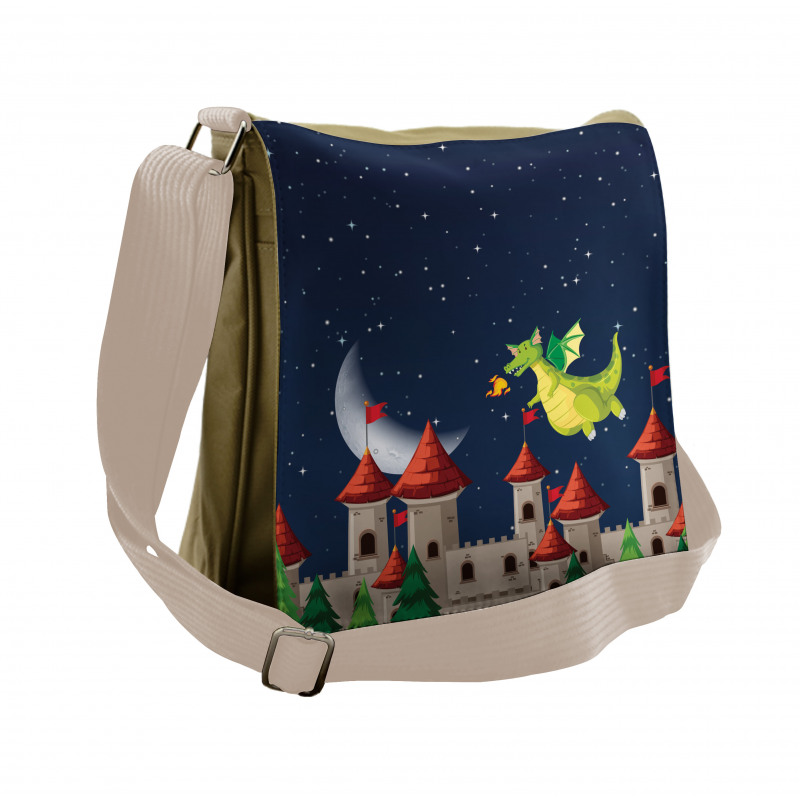 Castle and Flying Dragon Messenger Bag