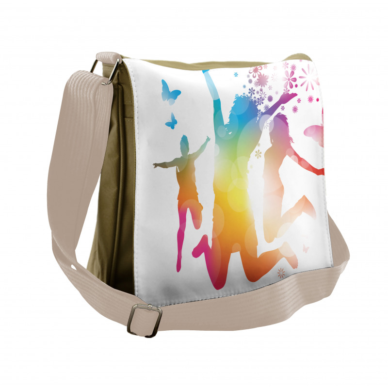 Jumping People Butterflies Messenger Bag