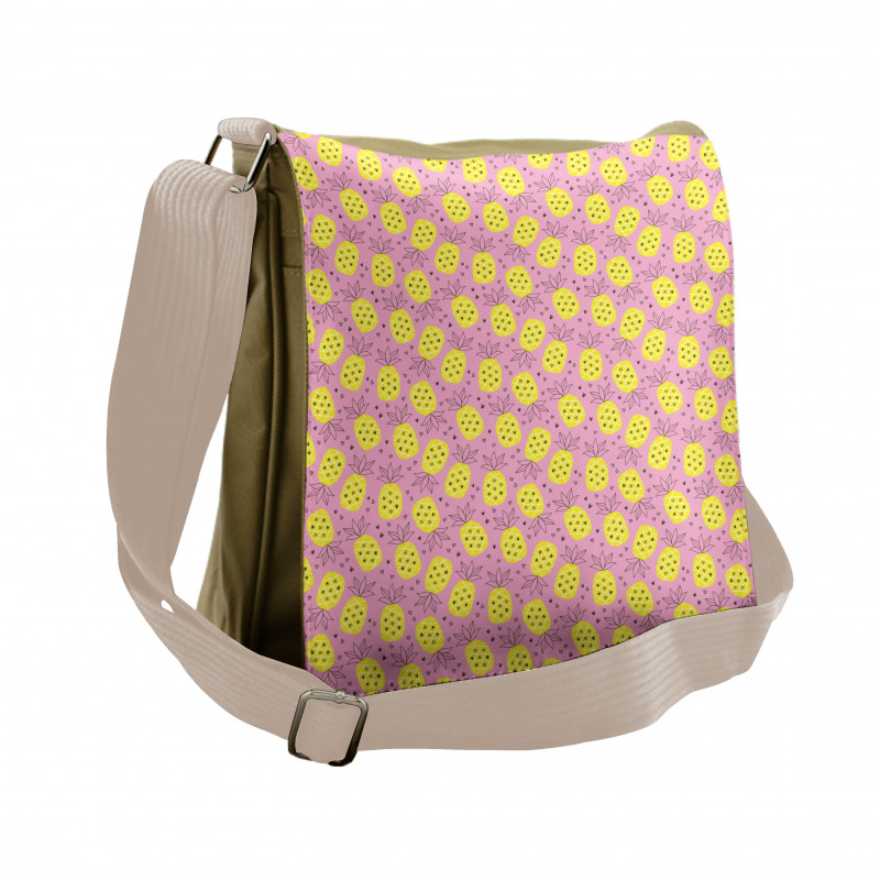 Pineapple Hearts Pop Art Messenger Bag