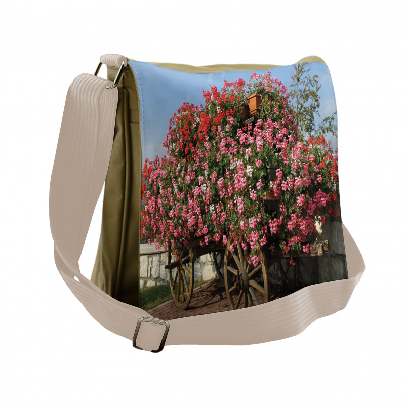 Old Wagon with Flowers Messenger Bag