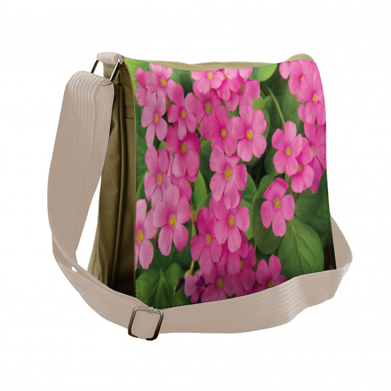 Pinkish Flower and Leaves Messenger Bag