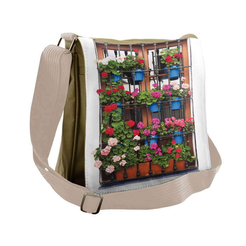 Flower Pots on Old Window Messenger Bag