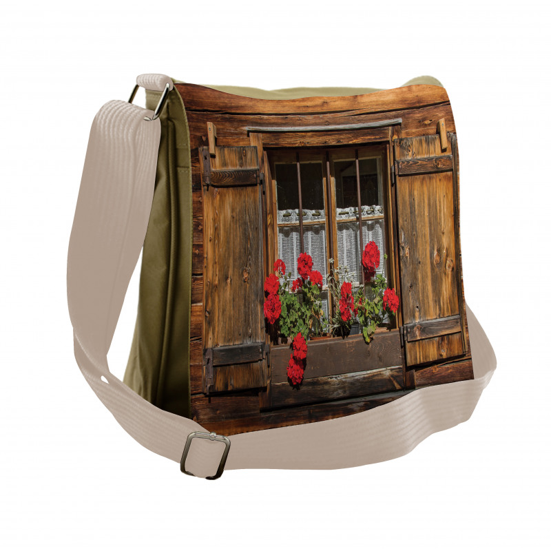 Wooden Hut with Window Messenger Bag