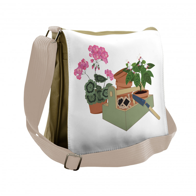 Flowers and Garden Tools Messenger Bag