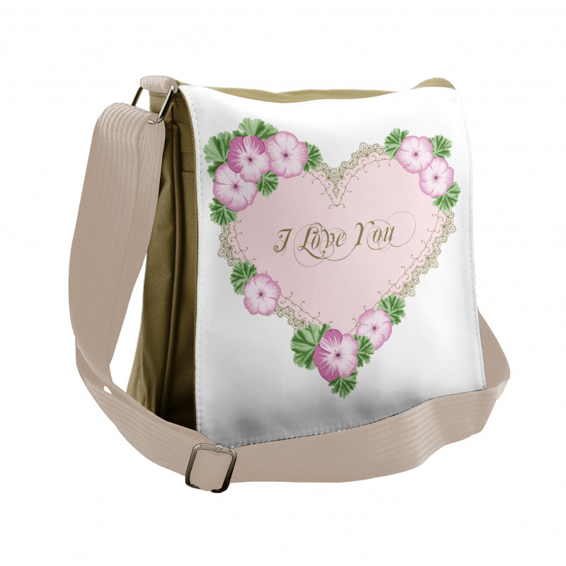 Heart Shaped Vintage Art Messenger Bag