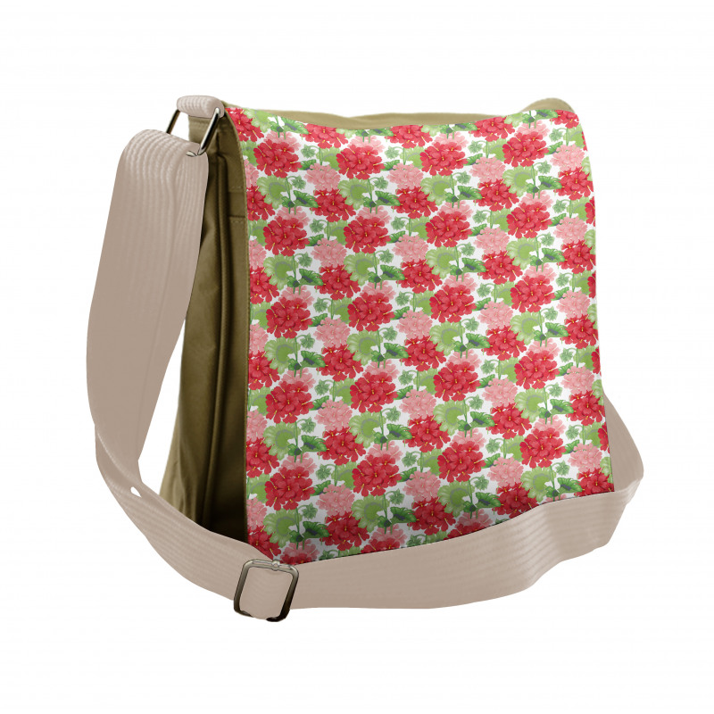 Flowers on Plain Back Messenger Bag