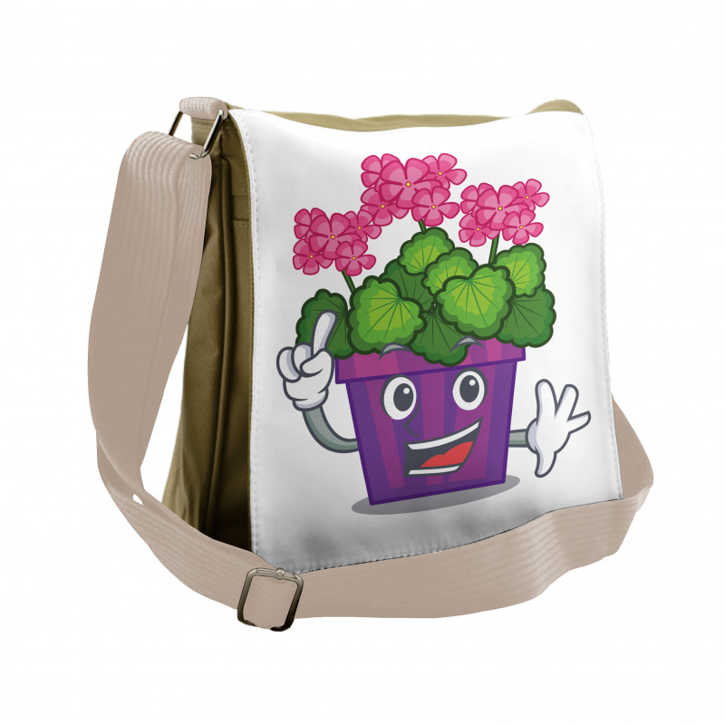 Flower Pot Smiling Art Messenger Bag