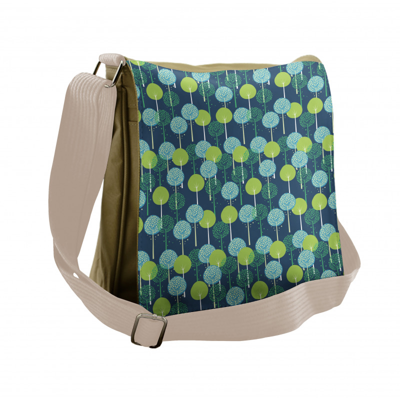 Abstract Round Motif Graphic Messenger Bag