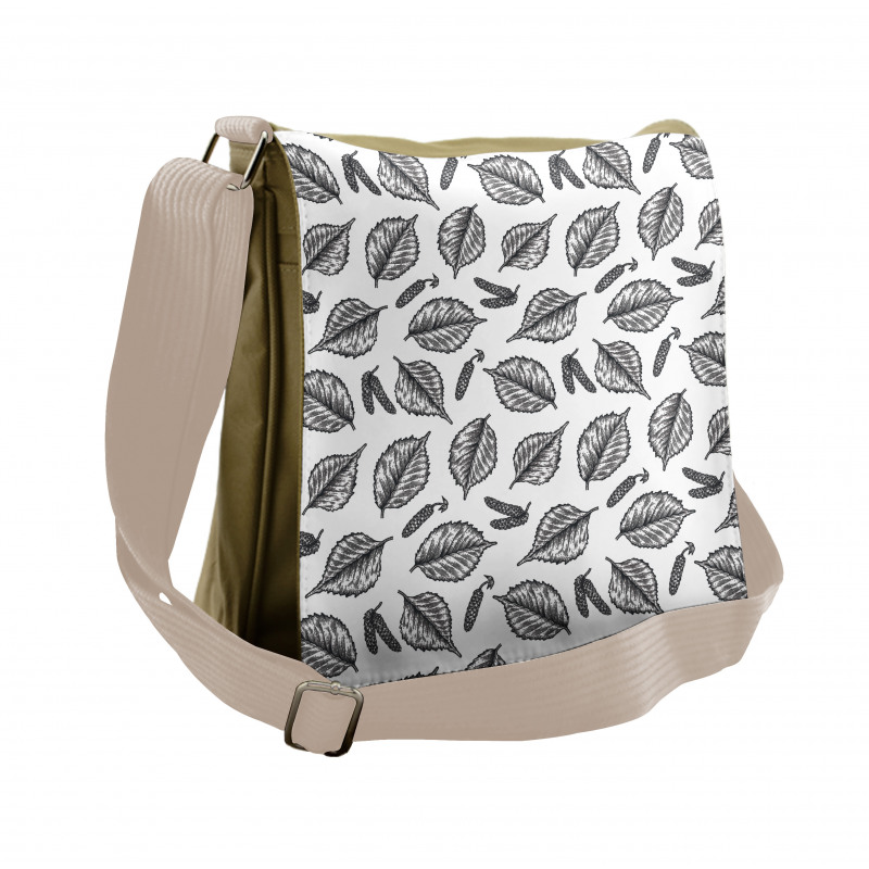 Birch Detail Sketch Foliage Messenger Bag