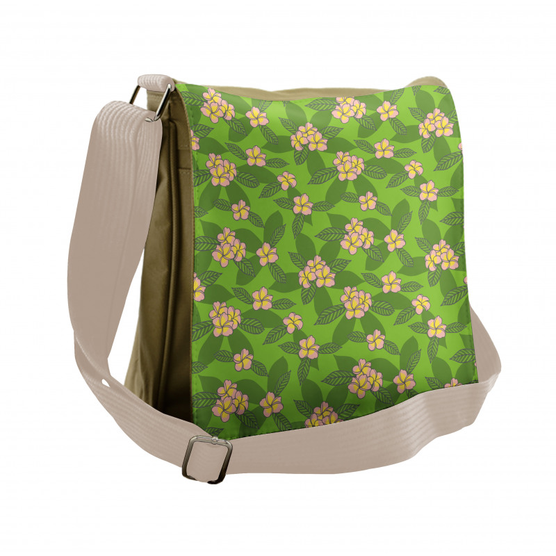 Frangipani Flowers Cartoon Messenger Bag