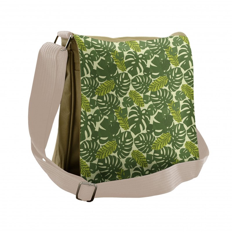 Exotic Forest Monstera Leaf Messenger Bag