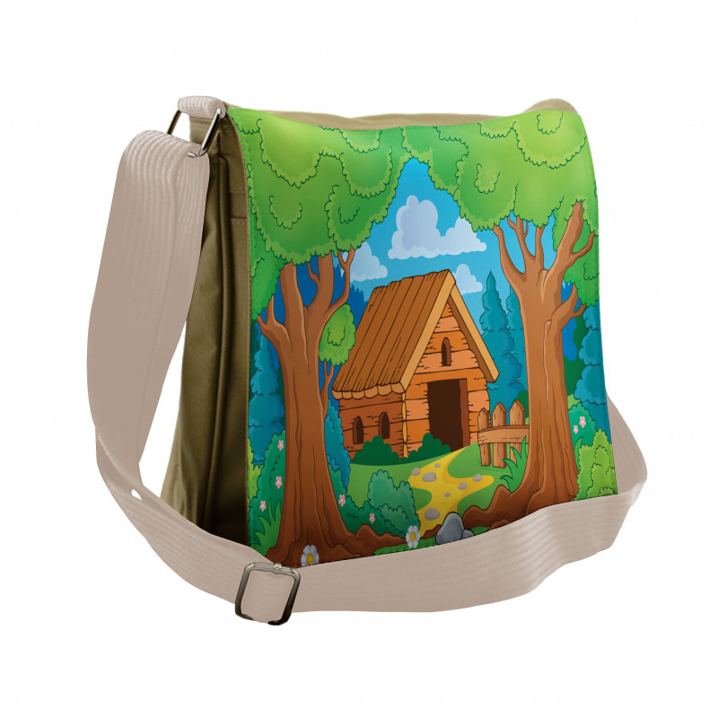 Wooden Shed in Forest Messenger Bag