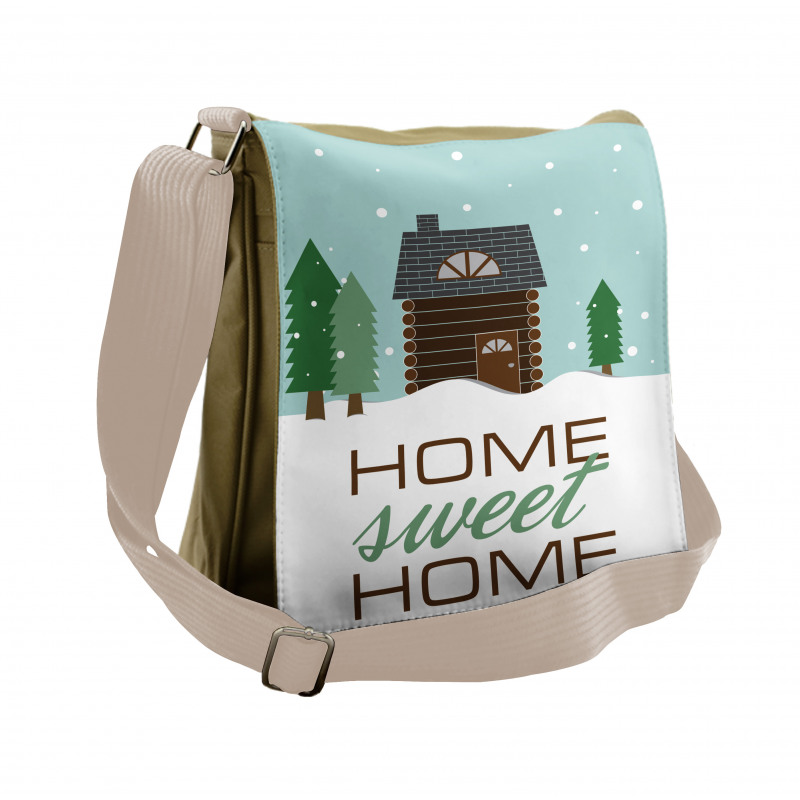 Lodge with Winter Theme Messenger Bag