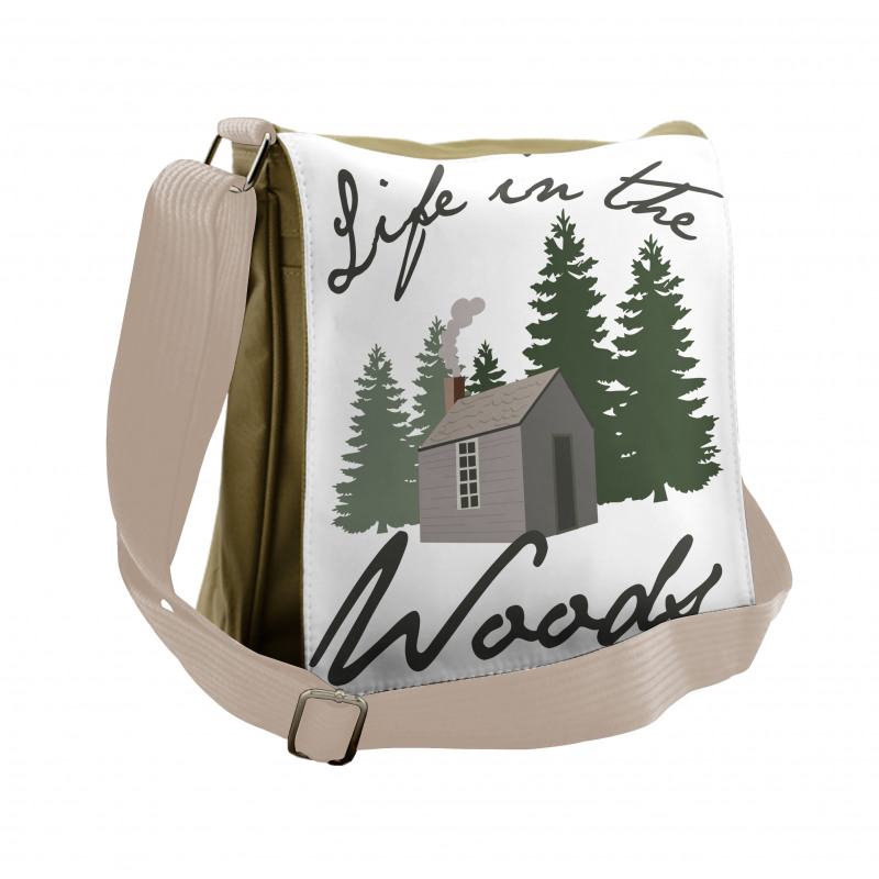 Rustic Lodge in Forest Messenger Bag