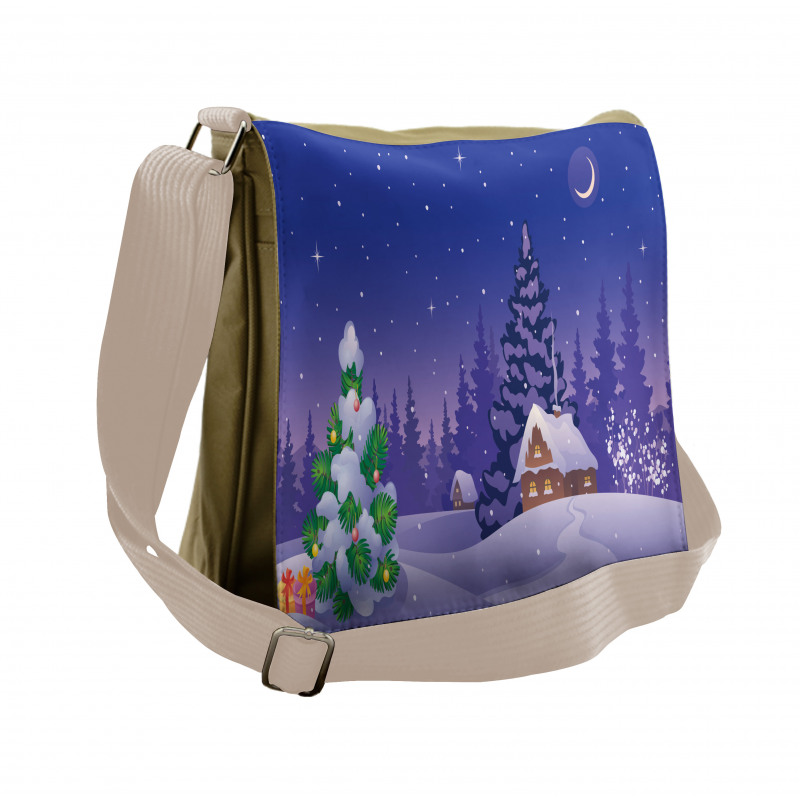 Cabin Covered with Snow Messenger Bag