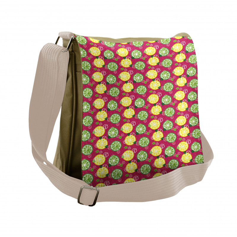 Sliced Citrus Lime Cubes Messenger Bag