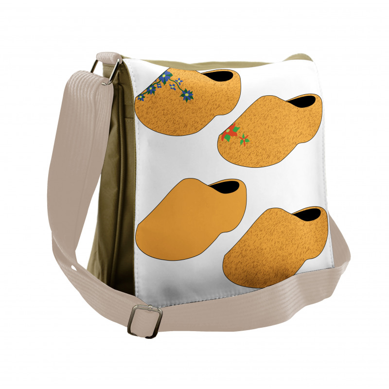 Traditional Wooden Shoes Art Messenger Bag