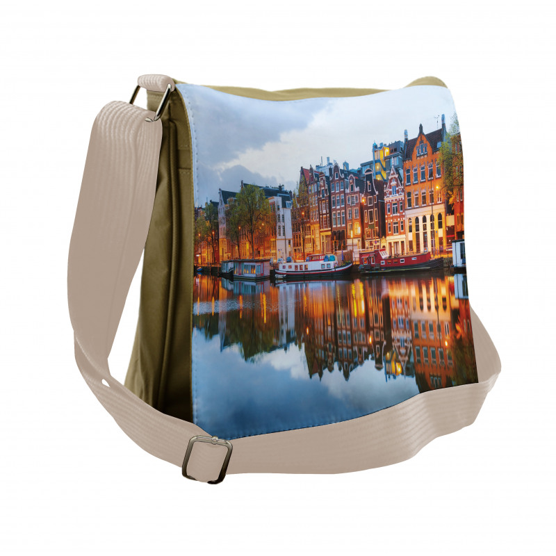 Dutch Houses and Amstel River Messenger Bag