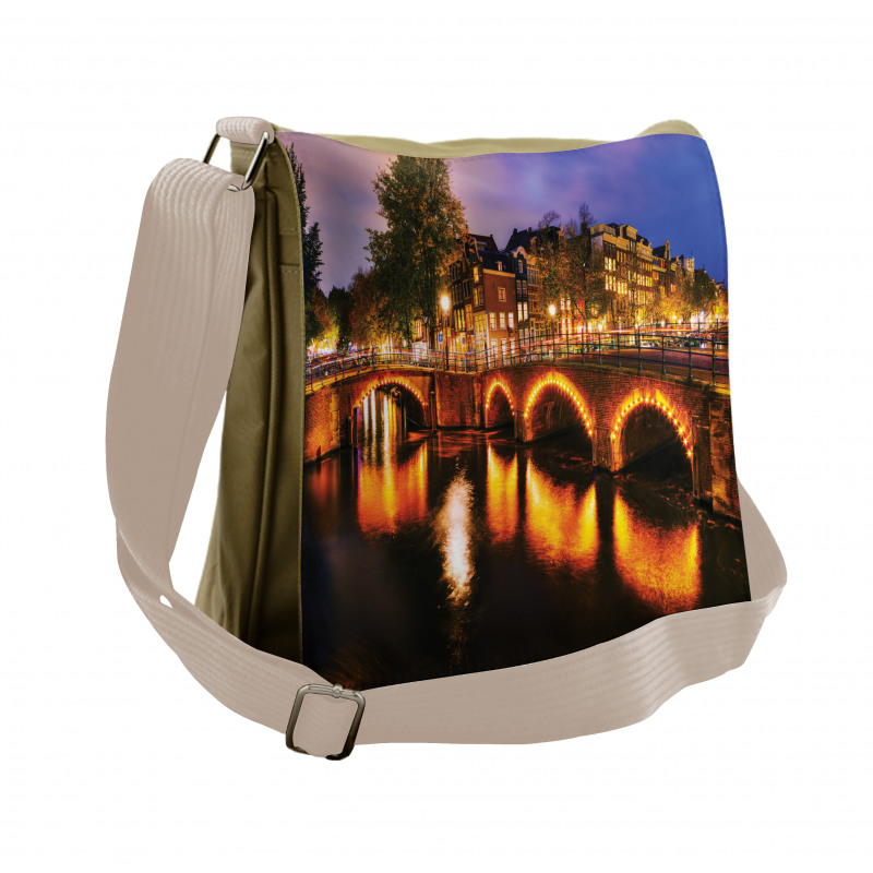 Dutch Canals and Lit Bridges Messenger Bag