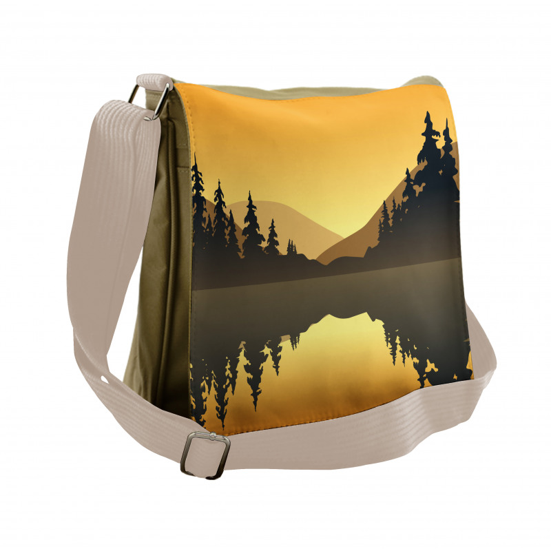 Calm Waters Hills Forest Messenger Bag