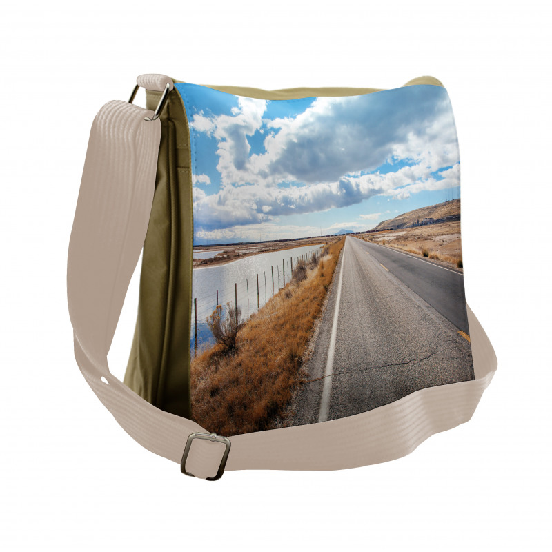 Car Road near the Lake Messenger Bag