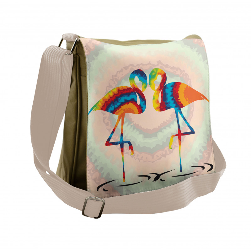 Valentines Funky Birds Messenger Bag