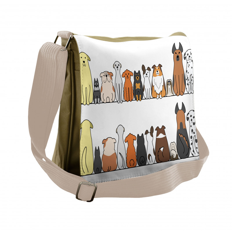 Dog Family in a Row Messenger Bag