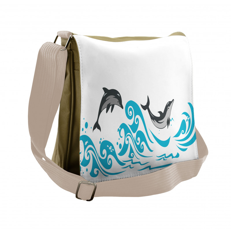 Big Fish Mammal Waves Art Messenger Bag