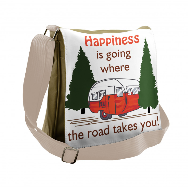 Travel Themed Typography Messenger Bag