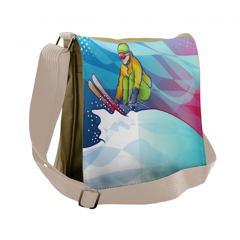 Man Skiing Sportive Scene Messenger Bag