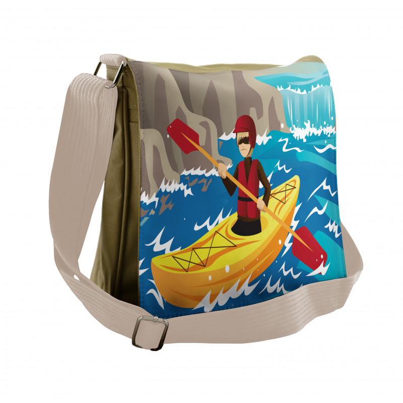 Boy Kayaking in the River Messenger Bag